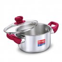 Prestige Platina Popular Stainless Steel Gas and Induction Compatible Casserole with Glass Lid, 260 mm, 7.25 Litre
