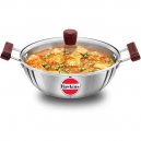 Hawkins Deep Kadhai Tri-Ply Stainless Steel with Glass Lid 4L | SSK40G | 26cm Diameter