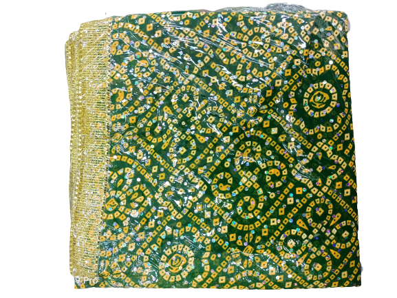 Bandhani Print Pooja Assan Chunari | Devi MATA Ki Chunari | Pooja Chunari | Navratri Festival Puja  (40 x 80 Inch)