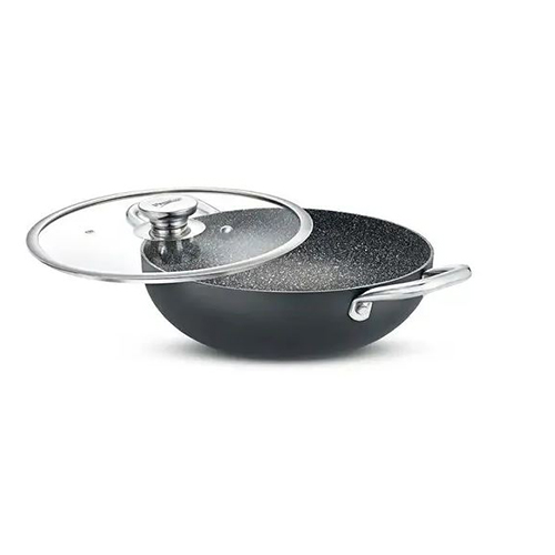 Prestige Durastone Hard Anodised Non-stick Deep Kadai 3 Ltr (24cm) with Glass Lid