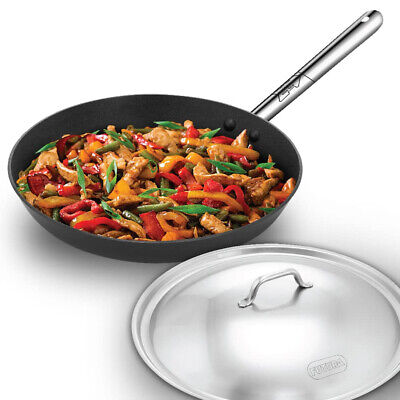 Futura Nonstick Frying Pan 29cm with Stainless Steel Lid | Works on Induction + Gas| INFS29S