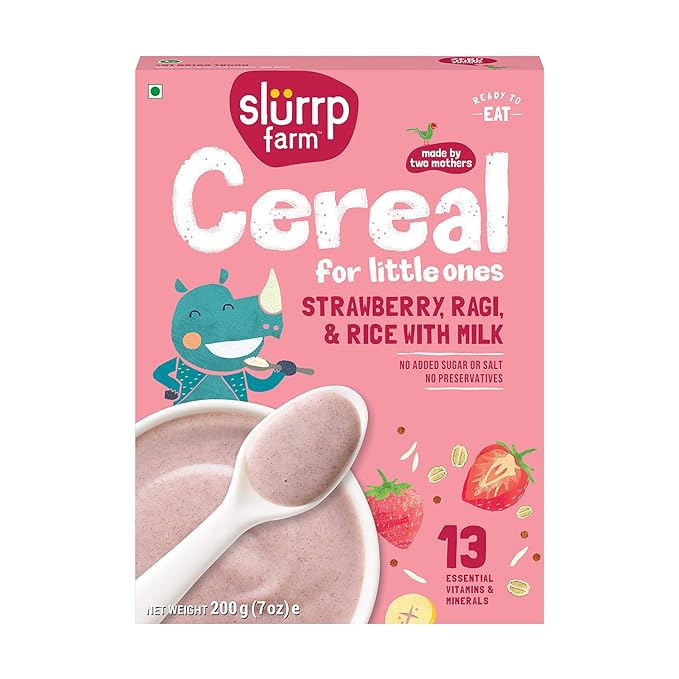 Slurrp Farm Cereal With Strawberry, Ragi & Rice with Milk 200g