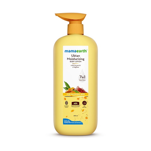 Mamaearth Ubtan Moisturizing Body Lotion with Turmeric & Saffron 7 in 1 Total Care 400ml