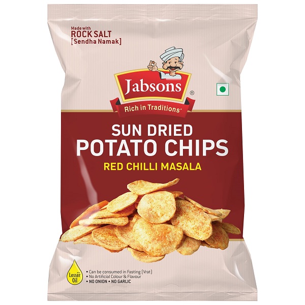 Jabsons Sun Dried Potato Chips 110g (Sendha Namak & Suitable for Fasting)