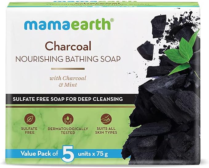 Mamaearth Charcoal Nourishing Bathing Soap with Charcoal & Mint Pack 5 x 75gm
